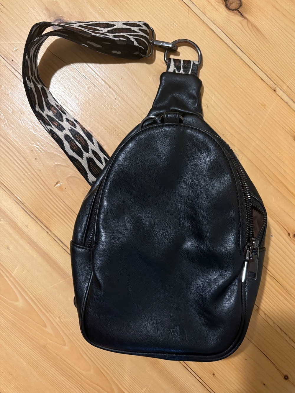 Amazon Black Faux Leather Sling Bag